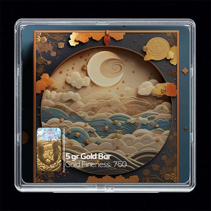 شمش طلا 18 عیار مدوپد مدل قاب عکس ماه کد SG10851