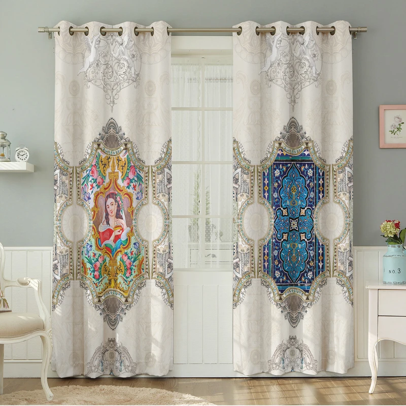 پرده نیروانا طرح  سنتی مدل هازان کد 4562 سایز 140×280 سانتی متر