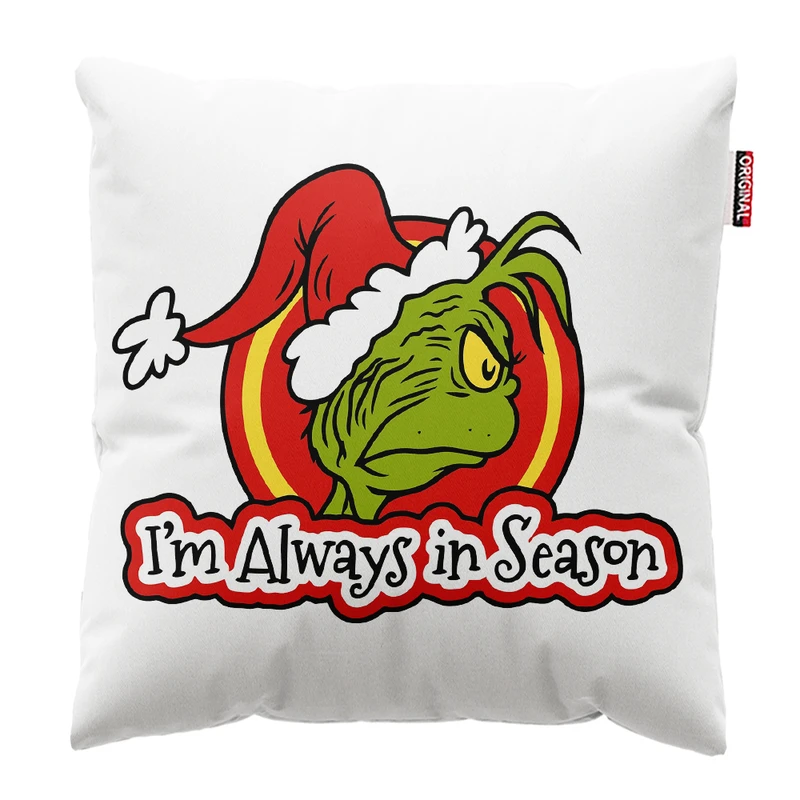 کوسن پاد آفرین مدل کریسمس طرح انیمیشن گرینچ کد PK302434 سایز 30*30 سانتی متر