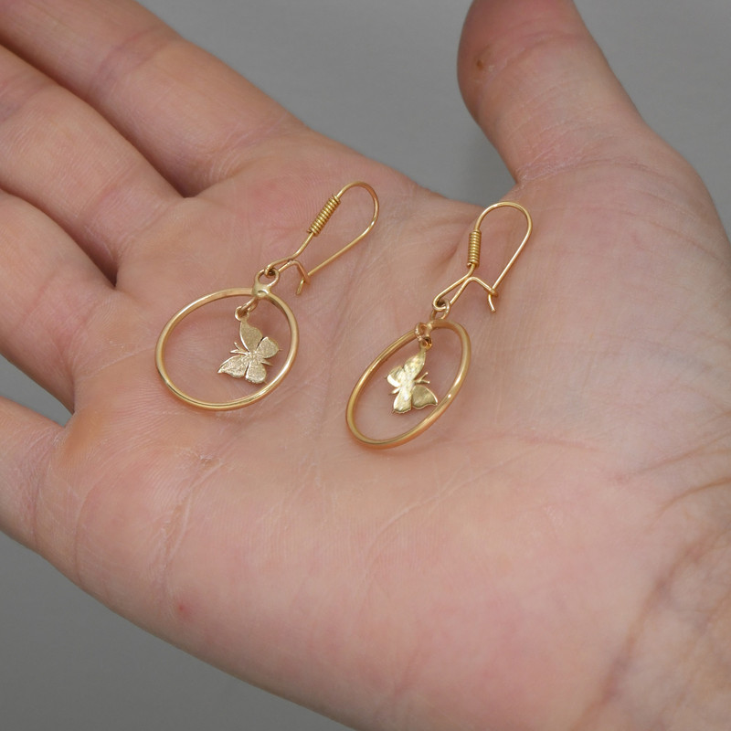 گوشواره عصایی طلا 18 عیار زنانه طلای مستجابی مدل پروانه کد 9631 - 2
