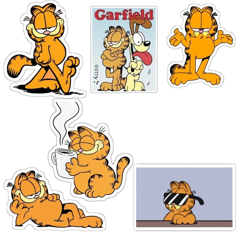 استیکر لپ تاپ و موبایل گوفی طرح گارفیلد کد 98 مجموعه 6 عددی 