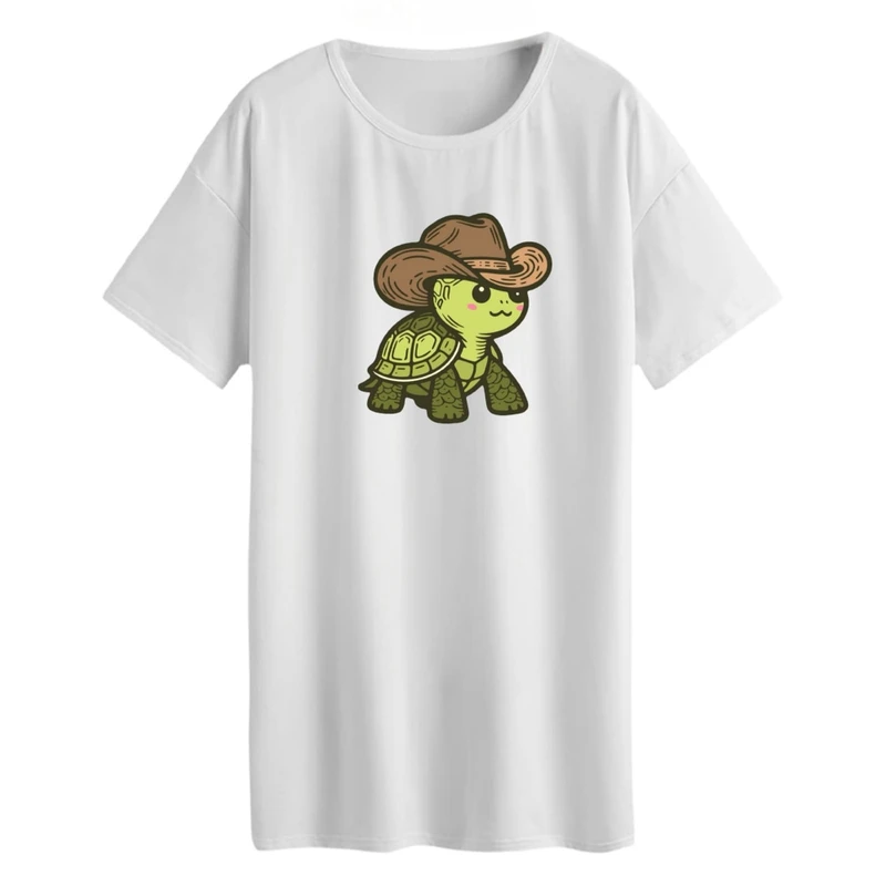 تی شرت لانگ آستین کوتاه زنانه مدل لاک پشت کارتونی کد 01