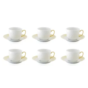 ست فنجان و نعلبکی چینی زرین ایران مدل رادیانس چای خوری 8 آداجیو درجه 3	