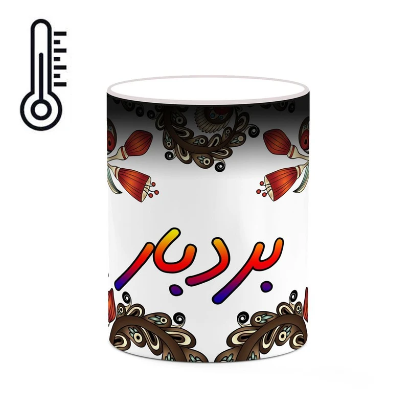 ماگ حرارتی کاکتی مدل اسم بردبار طرح سنتی گل و بته کد mgh44135