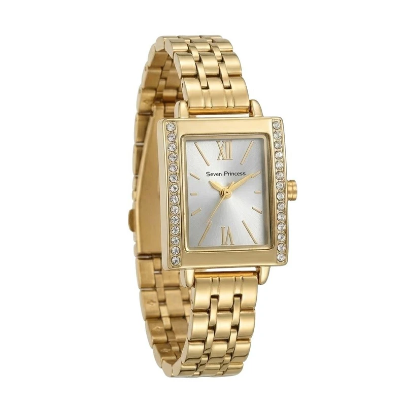 ساعت مچی عقربه‌ای کوارتز زنانه مدل نگینی زنجیری کد 003