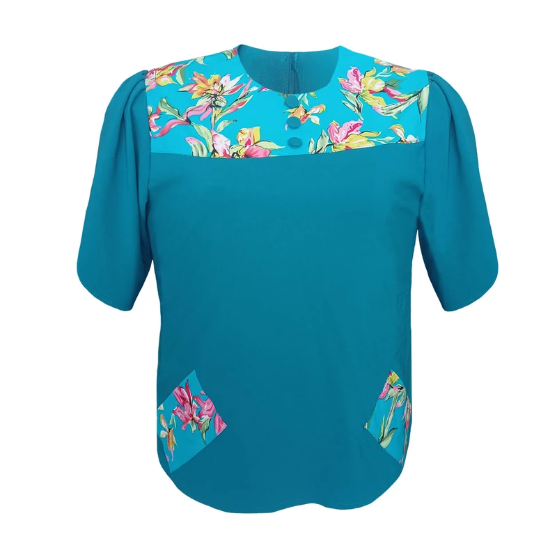 بلوز آستین کوتاه یقه گرد زنانه مدل 16