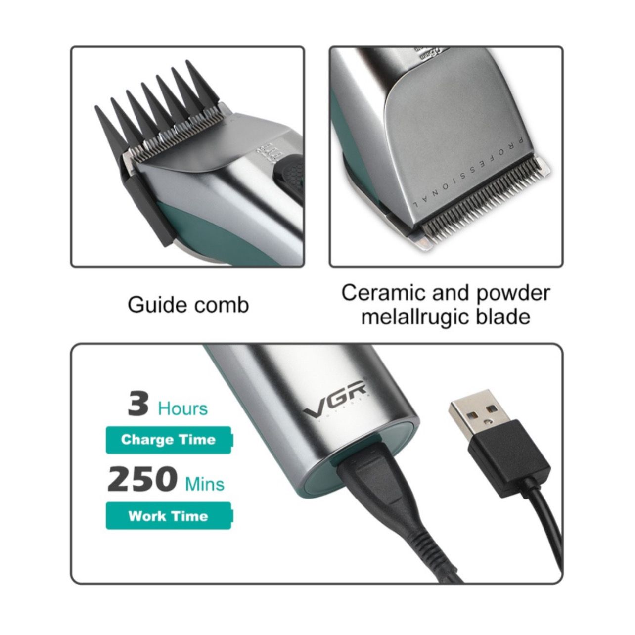 ماشین اصلاح موی سر و صورت وی جی ار مدل V-112 -  - 6