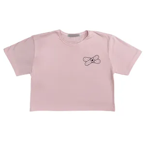 تی شرت آستین کوتاه زنانه مدل قلب چسبی 23-10 رنگ صورتی