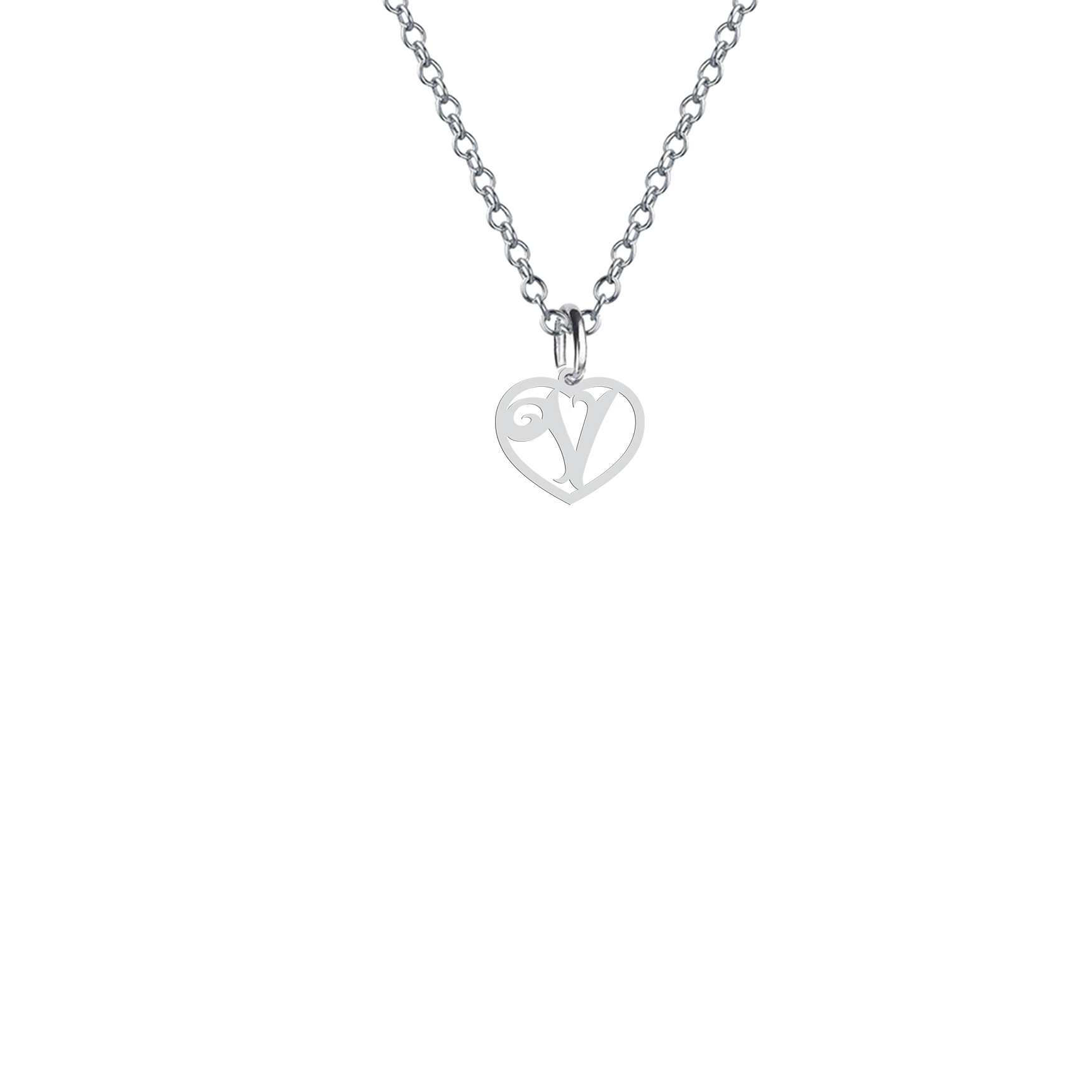 گردنبند هایکا طرح قلب و حرف V مدل s.ha2-778