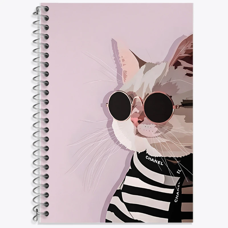 دفتر زبان 50 برگ خندالو مدل دو خط طرح گربه بامزه کد N3819