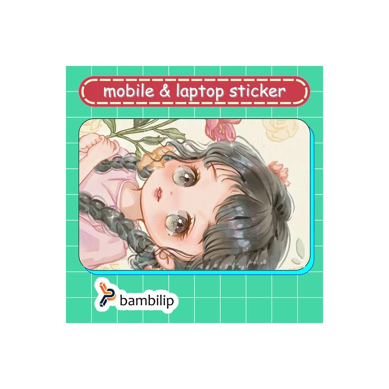 استیکر بامبیلیپ مدل کارت عابر طرح دختر کیوت چشم خاکستری کد 6129151