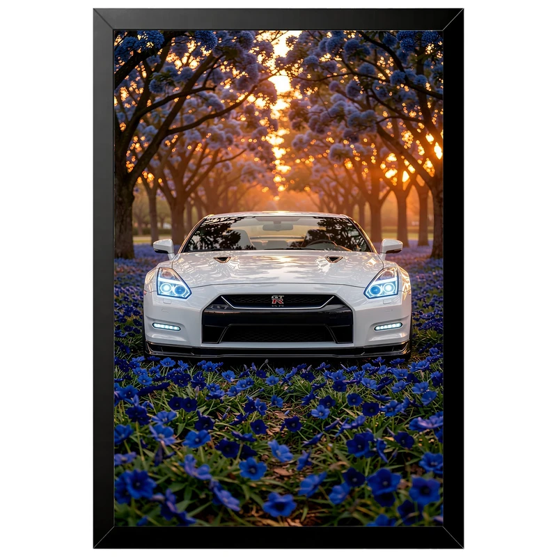 تابلو بکلیت طرح ماشین و خودرو نیسان NISSAN GT-R R35 مدل B-pe130161 فریم مشکی