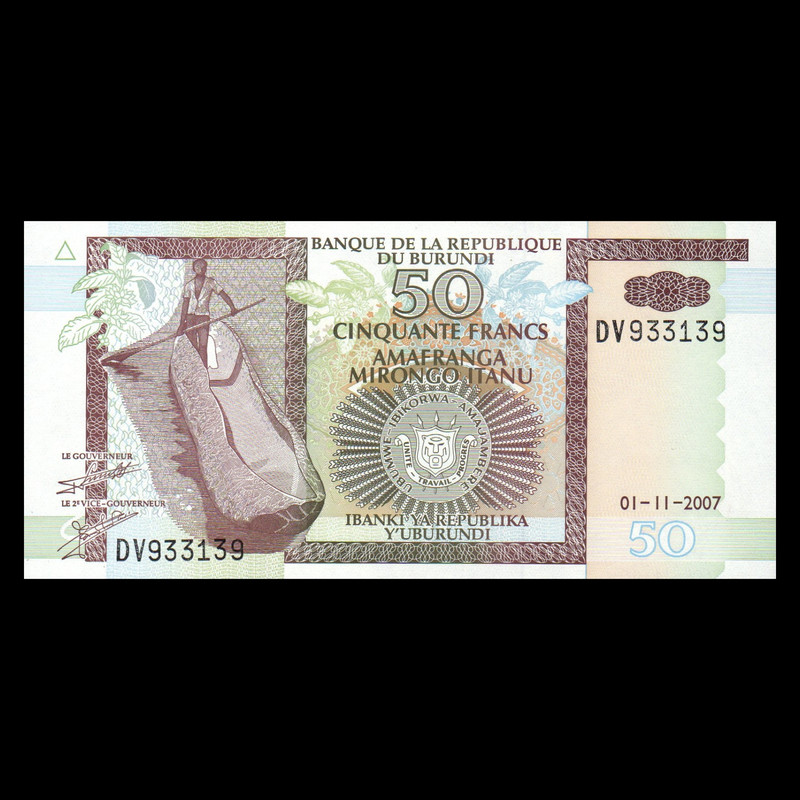 اسکناس تزئینی مدل کشور بروندی 50 فرانک 2007 UNC