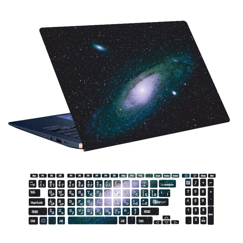 استیکر لپ تاپ توییجین و موییجین طرح Space کد92 مناسب برای لپ تاپ 15.6 اینچ به همراه برچسب حروف فارسی کیبورد