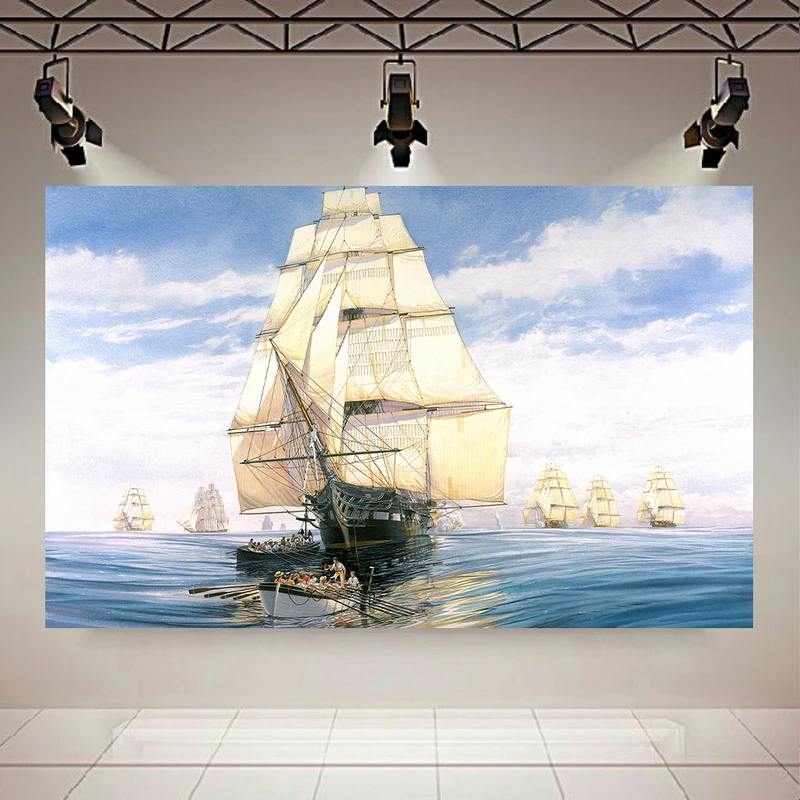 تابلو بوم طرح مخمل کشتی مدل سفر دریایی کد PD130525