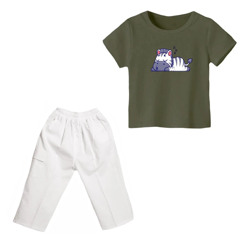 ست تی شرت و شلوارک پسرانه مدل گورخر کد 7