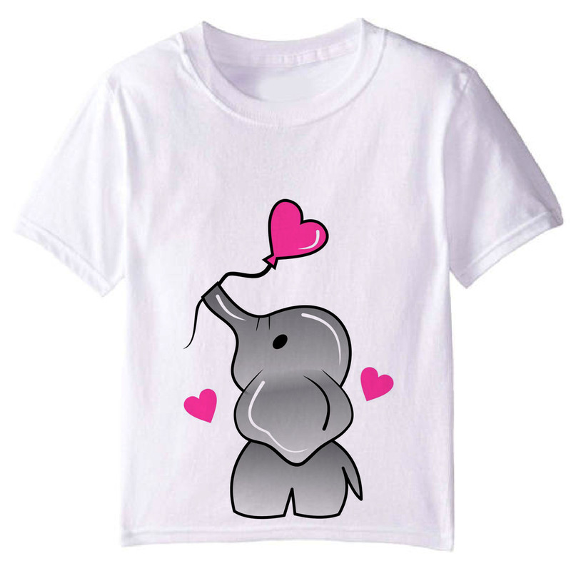تی شرت آستین کوتاه دخترانه مدل فیل و قلب F30