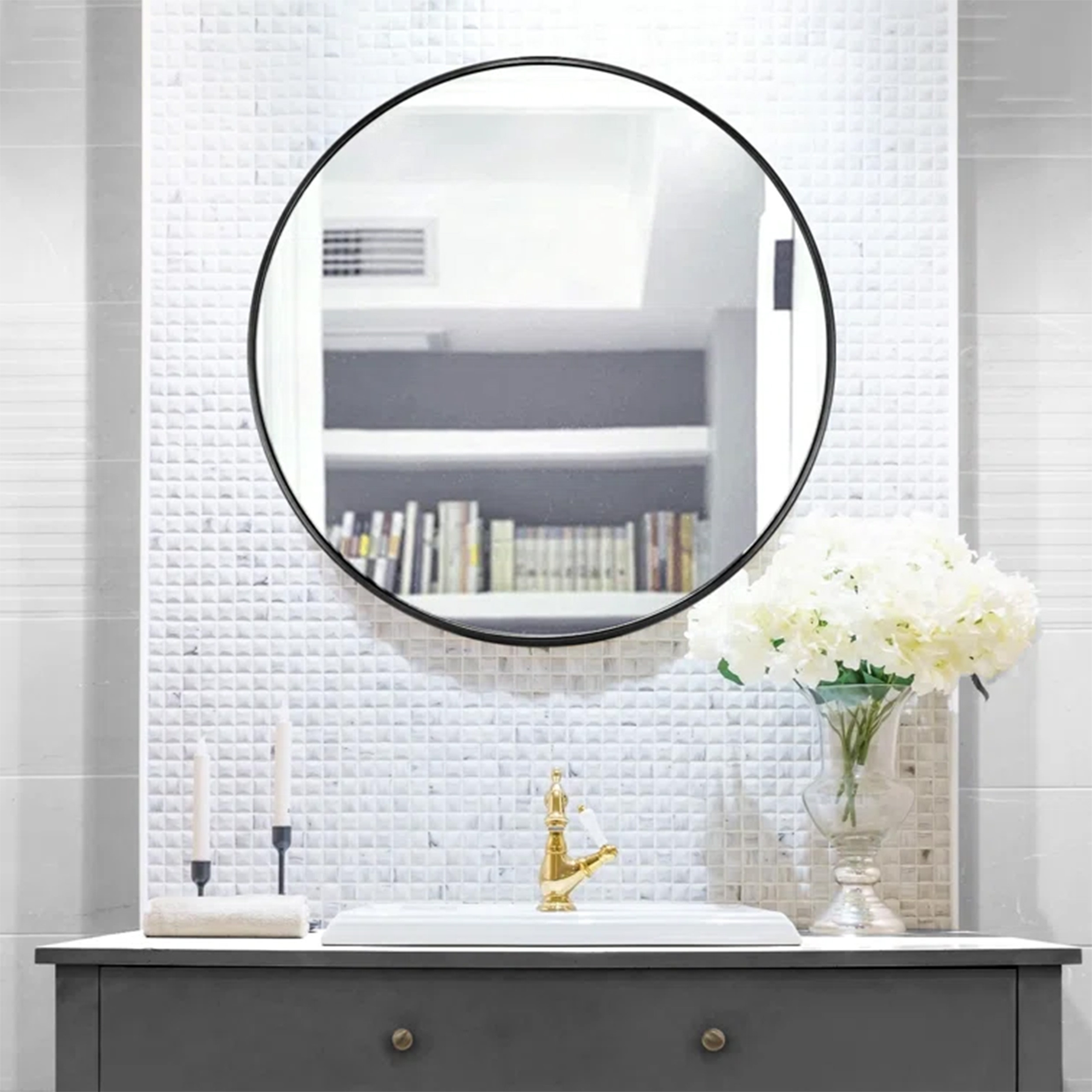 آینه مدل گرد فلزی طرح ظریف کد F-60