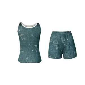 ست تاپ و شلوارک زنانه مدل گیاهی 01