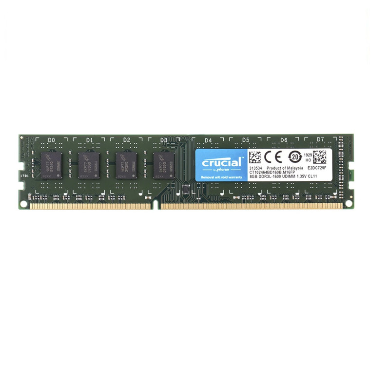 رم کامپیوتر DDR3L دو کاناله 1600 مگاهرتز CL11 کروشیال مدل 12800U ظرفیت 8 گیگابایت