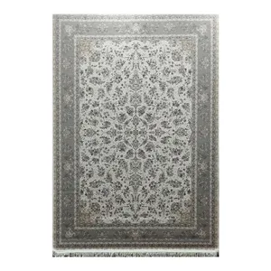 فرش ماشینی 700 شانه فرش زمرد مشهد زمینه کرم حاشیه کرم مدل 40201