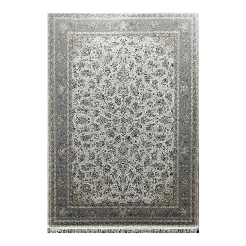 فرش ماشینی 700 شانه فرش زمرد مشهد زمینه کرم حاشیه کرم مدل 40201