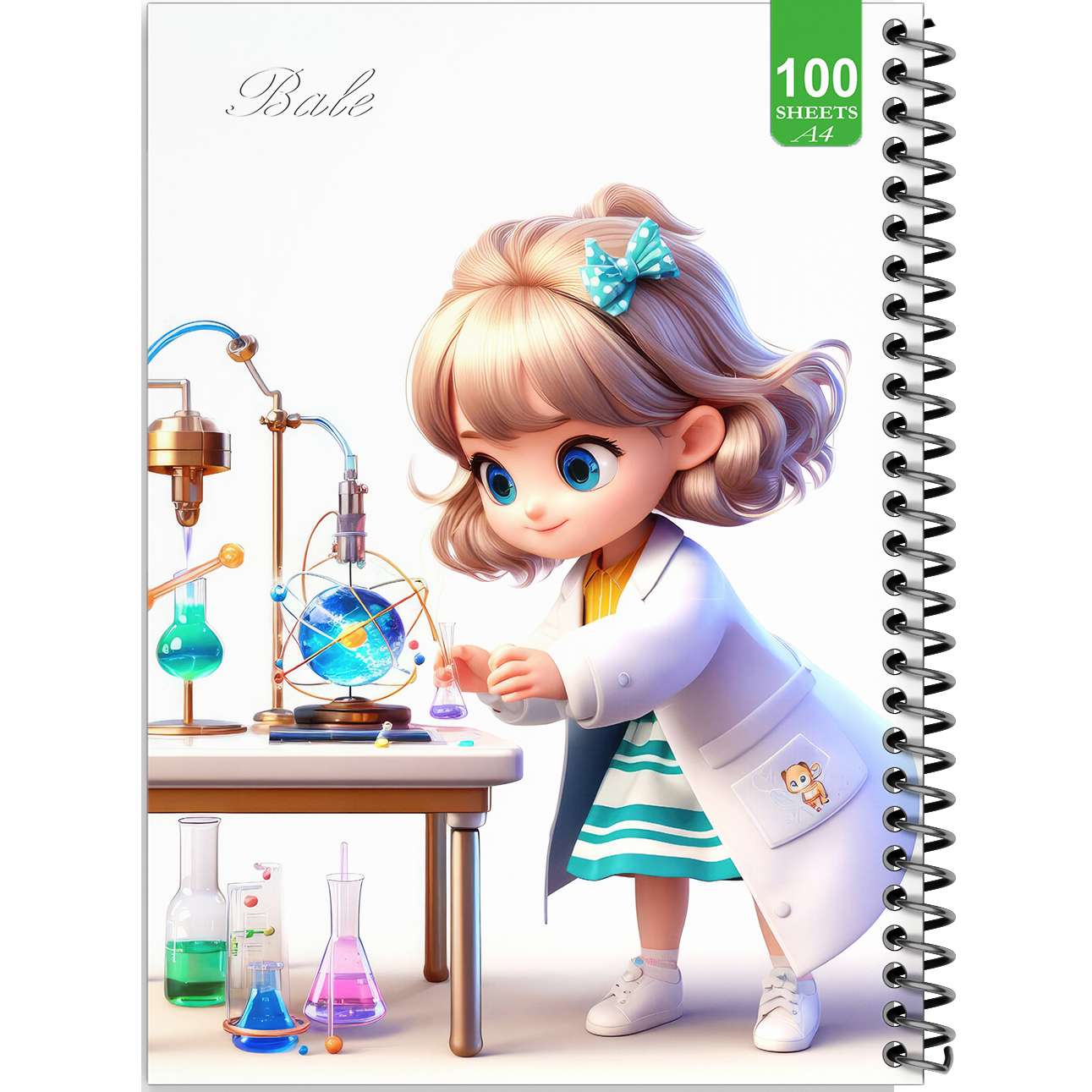 دفتر نقاشی 100 برگ بله طرح فانتزی دختر دانشمند کد A4-N481