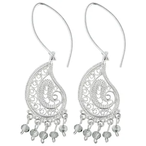 گوشواره نقره زنانه گالری عزیزی طرح بته جقه مدل 14845