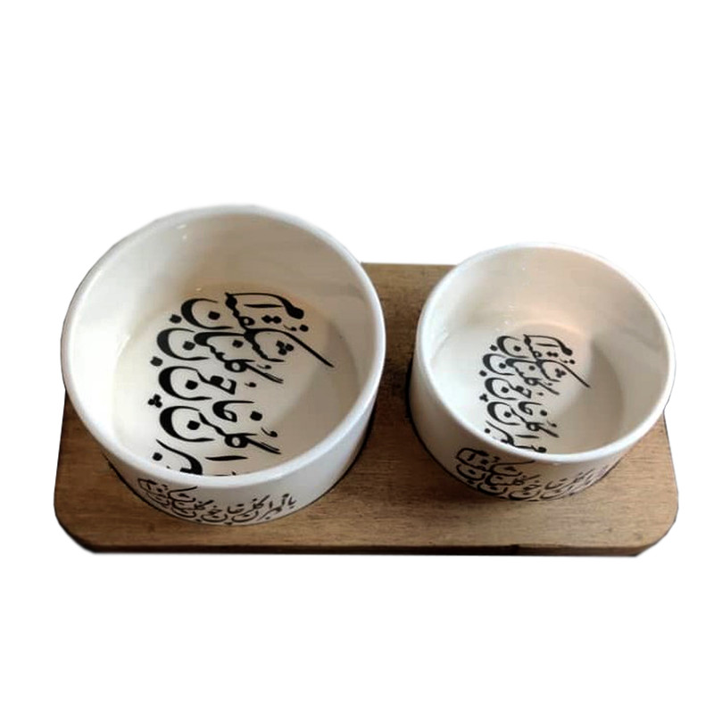 ست 3 تکه ظرف سرامیکی مدل سیاه مشق کد 8999