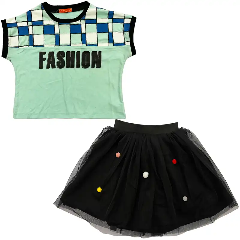 ست تیشرت و دامن دخترانه کد 094