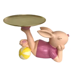 مجسمه هوم لاکس مدل خرگوش سینی فلزی