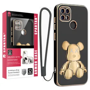 Spartan Teddy Bear Cover For Xiaomi Redmi 10A / Redmi 10A Sport / Poco C31 / Redmi 9C With Strap