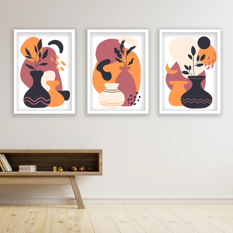 تابلو مدل مینیمال دکوراتیو کد LA-G30140 مجموعه 3 عددی