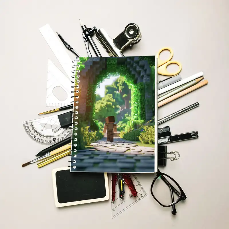 دفتر زبان 50 برگ مدوپد مدل دو خط طرح ماینکرفت minecraft کد DF14027