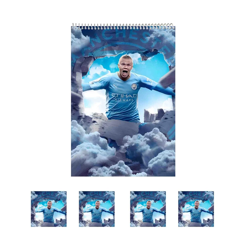 دفتر نقاشی 50 برگ مدل ارلینگ برات هالند کد A1 به همراه برچسب مجموعه 5 عددی