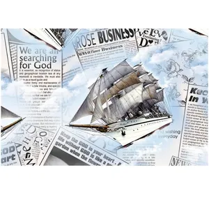 کاغذ کادو مدل روزنامه و کشتی بسته 5 عددی