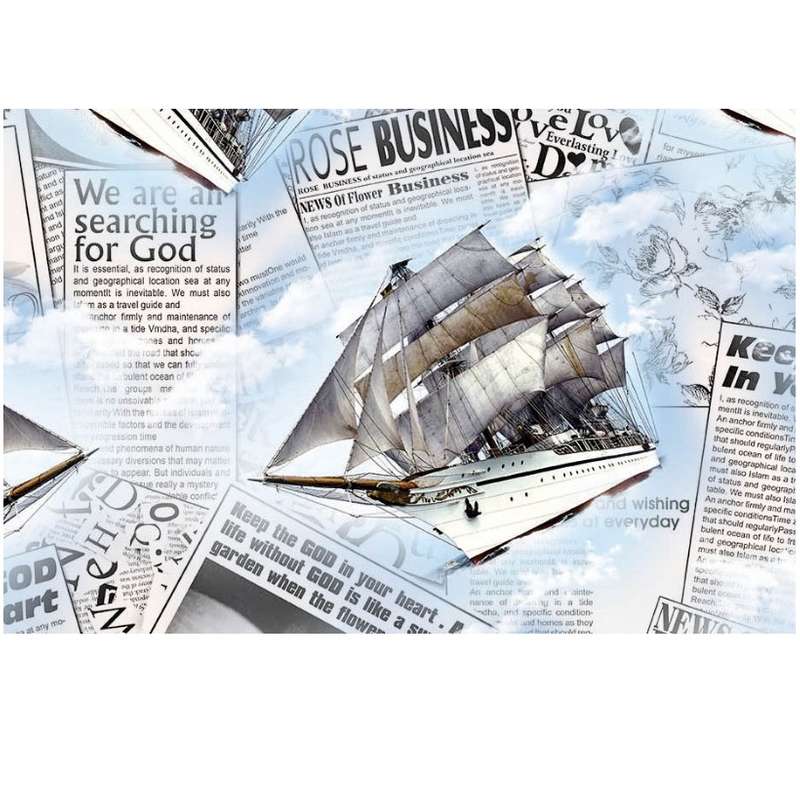 کاغذ کادو مدل روزنامه و کشتی بسته 5 عددی