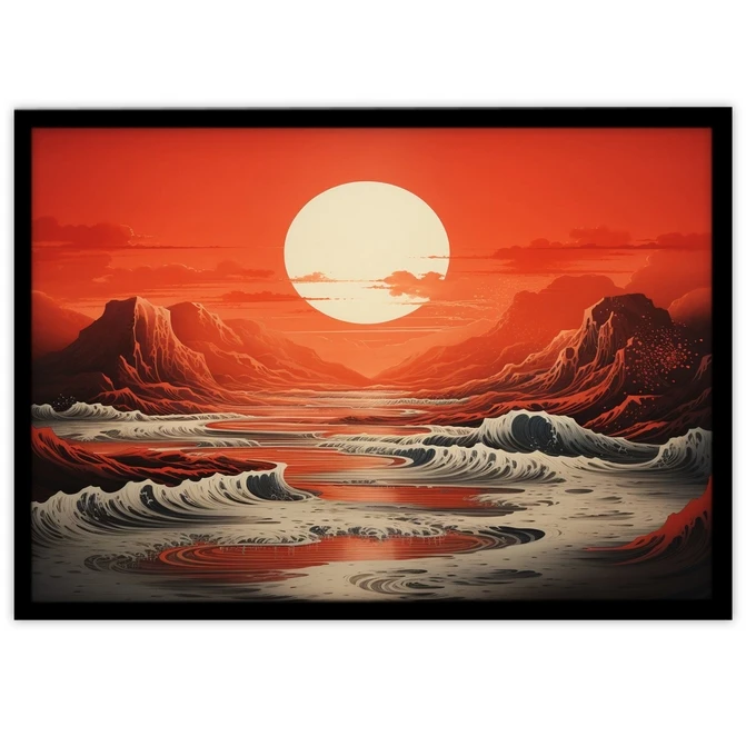 تابلو نوری بکلیت طرح گرافیکی خورشید و دریا مدل B-MID-20226