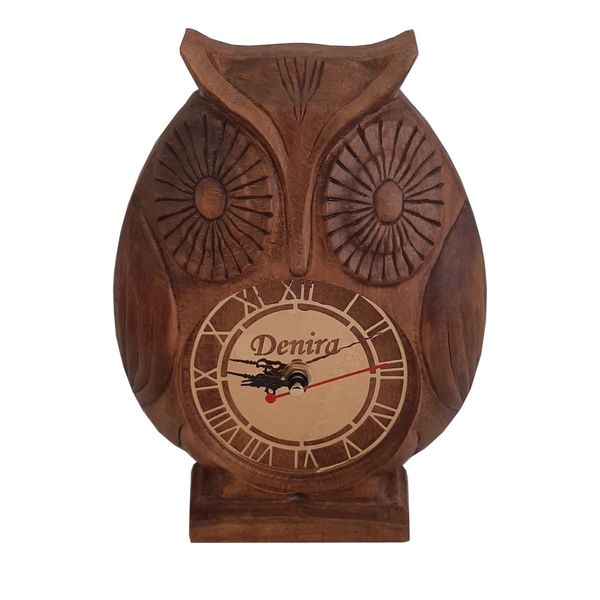 ساعت چوبی دنیرا طرح جغد مدل Owl001