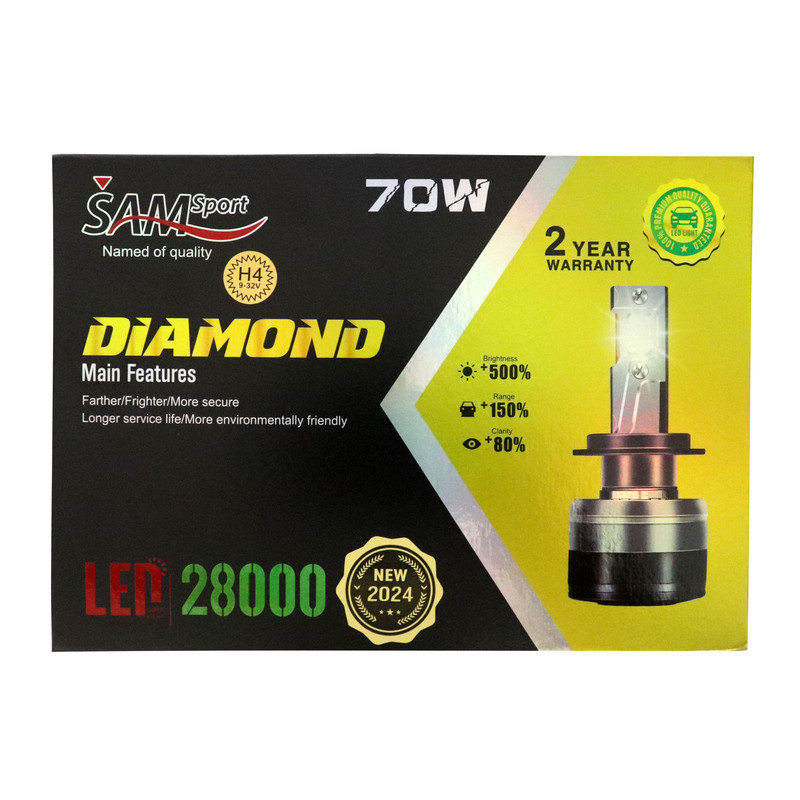 هدلایت لامپ خودرو سام مدل Diamond پایه H1 بسته دو عددی
