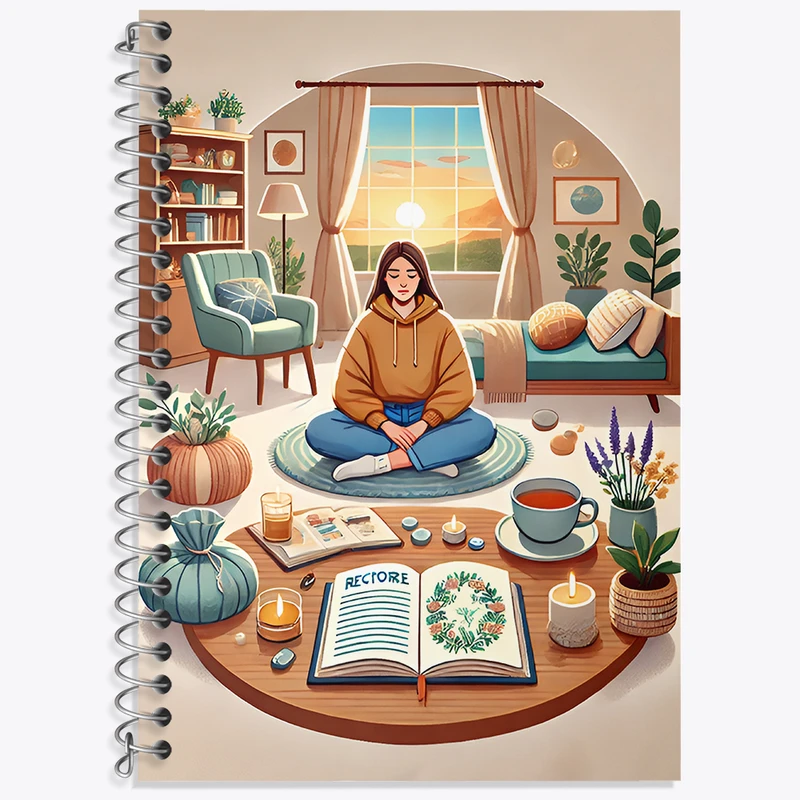 دفتر زبان 50 برگ خندالو مدل دو خط طرح مدیتیشن و یوگا کد N5620