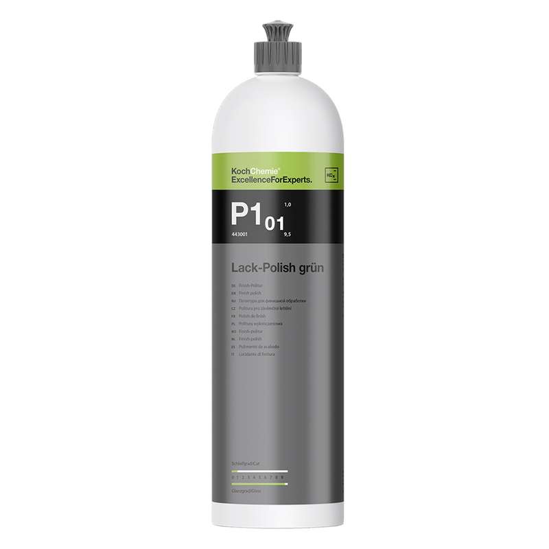 پولیش بسیار نرم و براق کننده بدنه خودرو کخ شیمی مدل Lack-Polish Grün P1.01 Finish Polish حجم1 لیتر