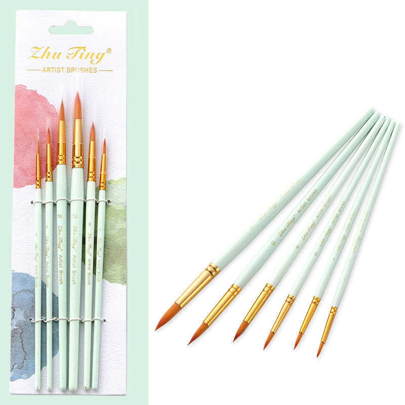 قلم مو گرد ژوتینگ مدل R6 کد Green مجموعه 6 عددی