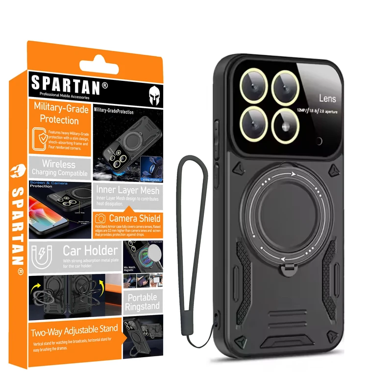 کاور اسپارتان مدل Hybrid Strap مناسب برای گوشی موبایل شیائومی 14T Pro به همراه بند آویز