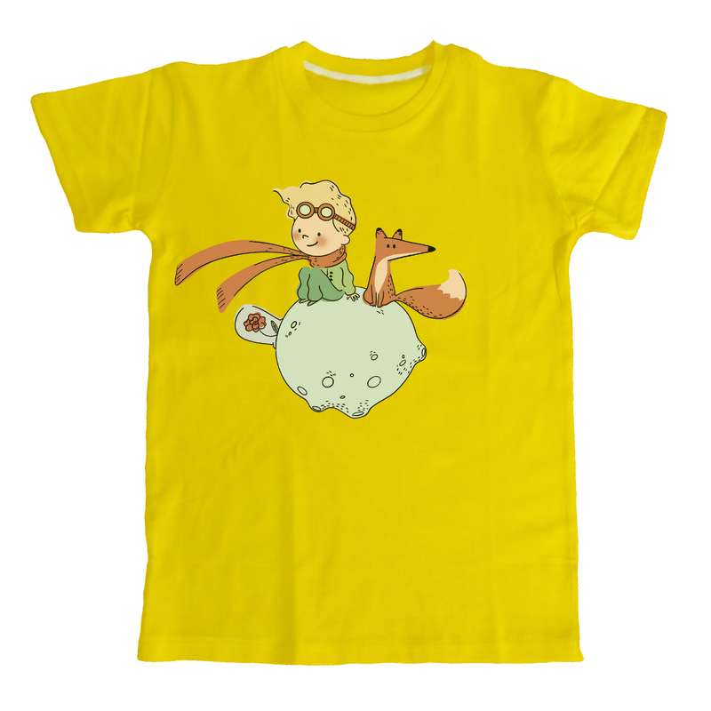 تی شرت آستین کوتاه بچگانه مدل پرنس کوچولو و روباه تمام پنبه تریکو