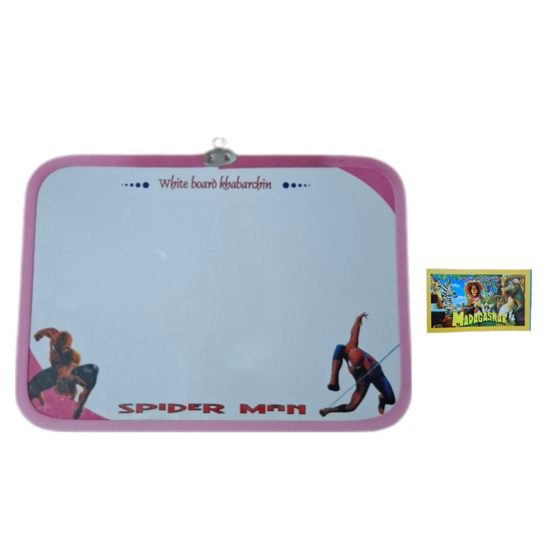 تخته وایت برد خبرچین مدل Spiderman سایز 34 × 25 سانتی متر به همراه تخته پاک کن