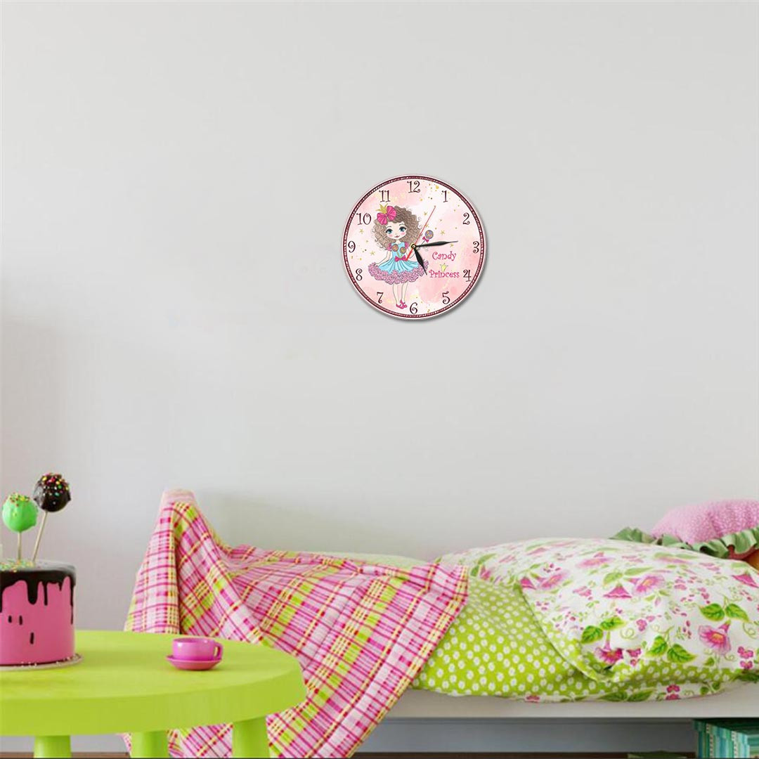 ساعت دیواری کودک طرح دختر آبنباتی کد 1358