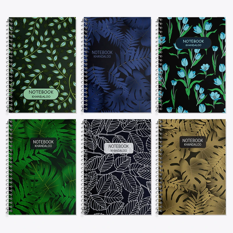 دفتر زبان 50 برگ خندالو مدل دو خط طرح برگ کد 75 مجموعه 6 عددی