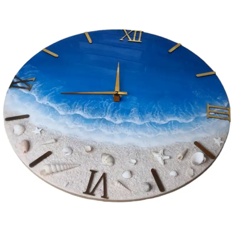 ساعت دیواری رزینی طرح دریا و ساحل