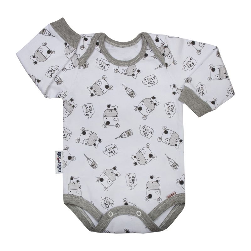 بادی آستین بلند نوزادی آدمک مدل مومو کد 0312000 - - 1